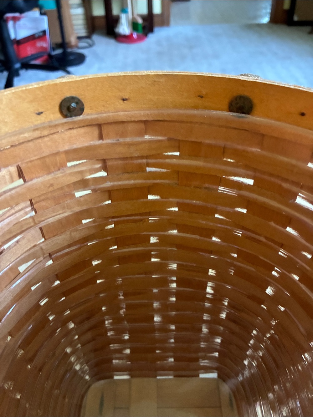 Longaberger Natural Tan Woven Basket Vintage retired - Picture 10 of 12
